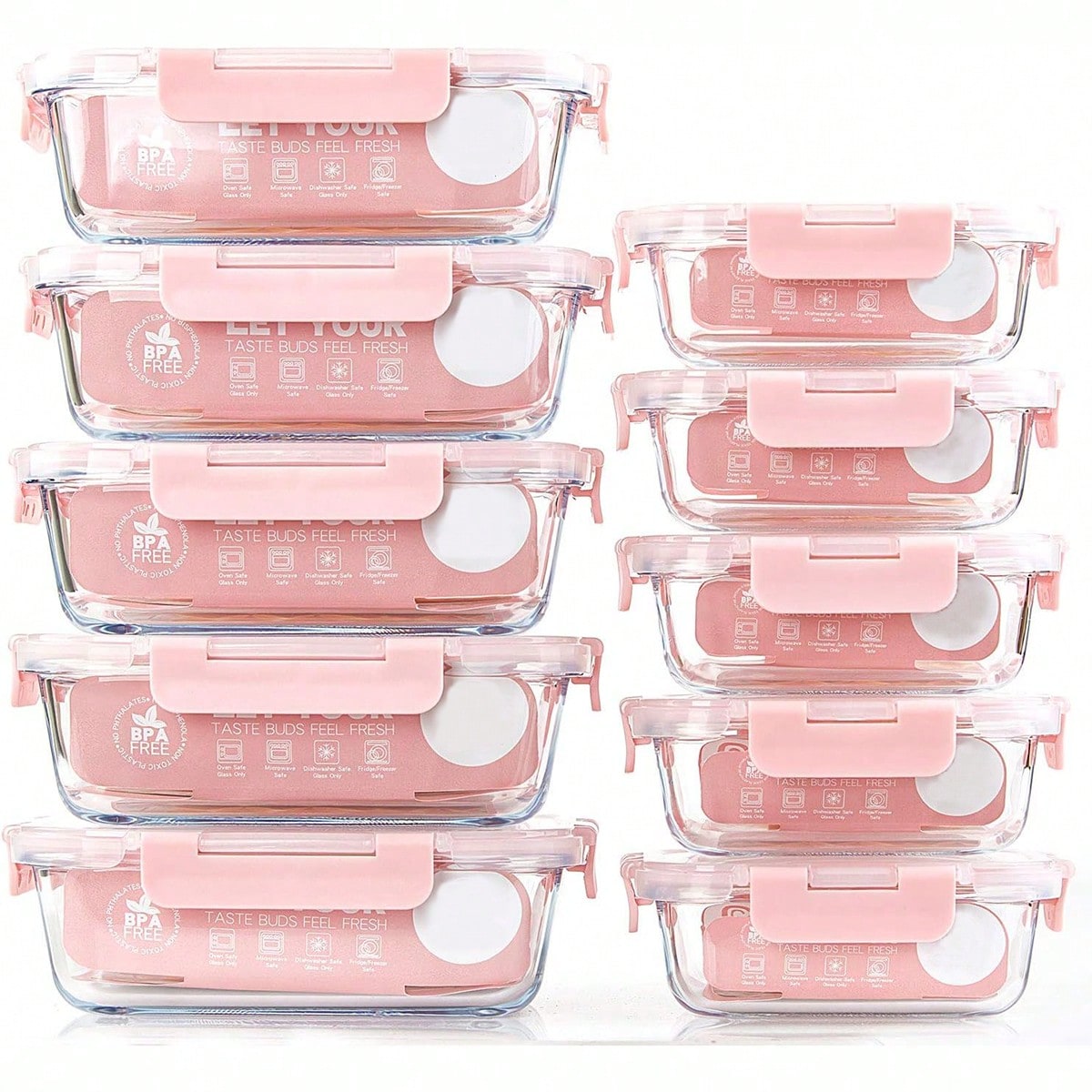 Meal Preparation - Lot de 10 récipients en verre