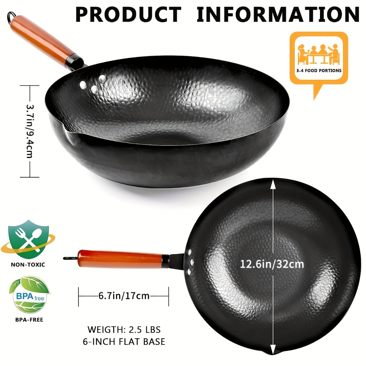 Wok en fonte antiadhésif de 12 - Meal Prep Rice avis et prix